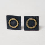 Square earring gold circle
