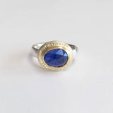 Rosecut tanzanite hammered ring