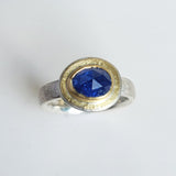 Rosecut tanzanite hammered ring