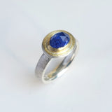 Rosecut tanzanite hammered ring