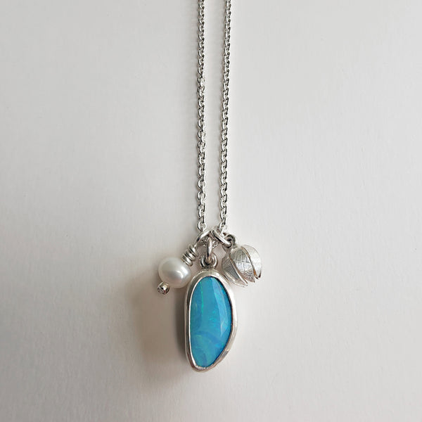 Bright opal cluster pendant