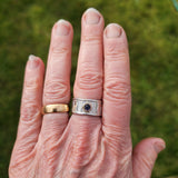 Wide wavey or spotty ring with stone