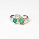 Bright opal and emerald ring