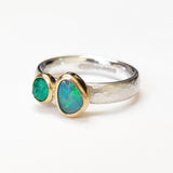 Bright opal and emerald ring