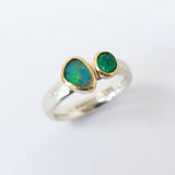 Bright opal and emerald ring