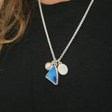 Australian opal triangle cluster pendant