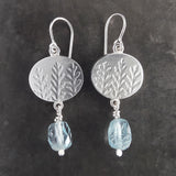 Aquamarine ovals fern drop earring