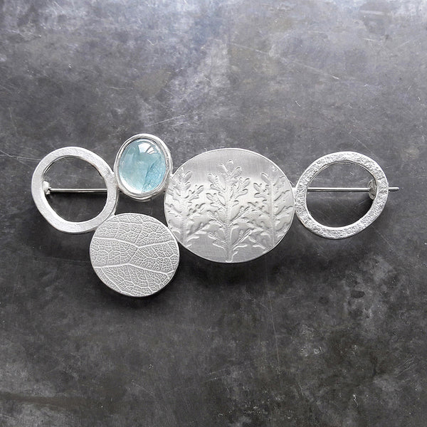 Aquamarine ovals brooch