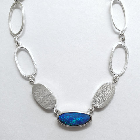 Australian opal ovals chain necklace