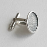 Dusty miller frame leaf cufflink
