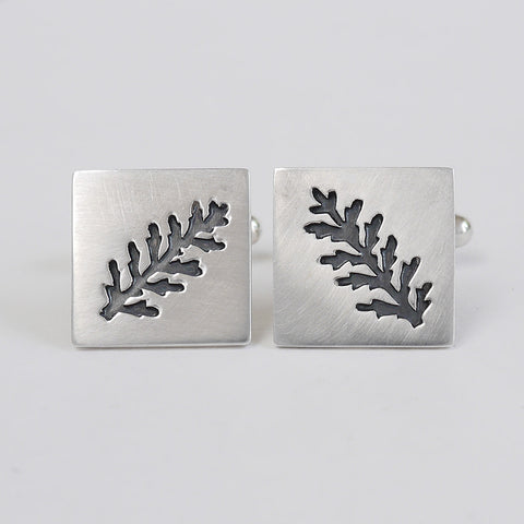 Square dusty miller cufflink