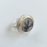 Dendritic Quartz hammered top ring