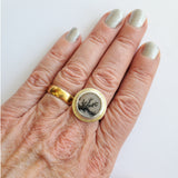 Dendritic Quartz hammered top ring