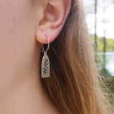 Pierced leaf tag drop earring