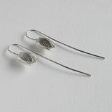 snowdrop flower long stem silver earring