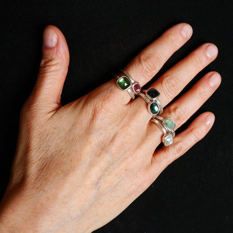Tourmaline rosecut rings