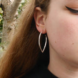 Large teardrop hammered hoop earring