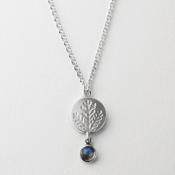 Moonstone drop fern pendant