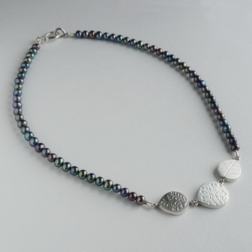 Grey pearl teardrop bead necklace Naomi James