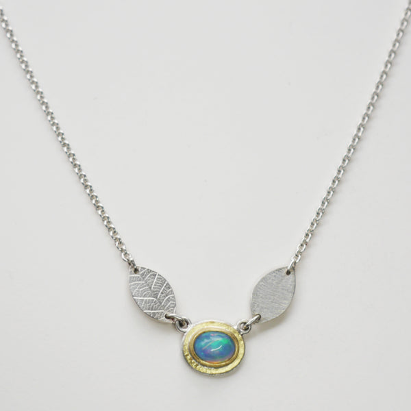 Ethiopian opal leaf wing pendant