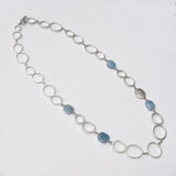 Long aquamarine bead ovals necklace