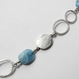 Long aquamarine bead ovals necklace