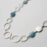 Long aquamarine bead ovals necklace