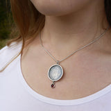 Garnet round flower frame pendant