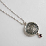 Garnet round flower frame pendant