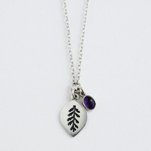 Amethyst leaf drop pendant