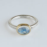 Moonstone oval hammered ring