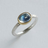 Moonstone oval hammered ring