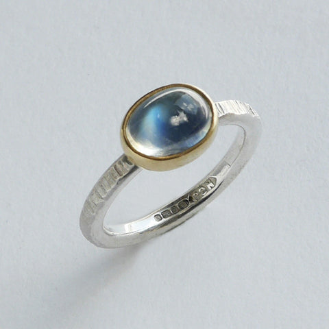 Moonstone oval hammered ring