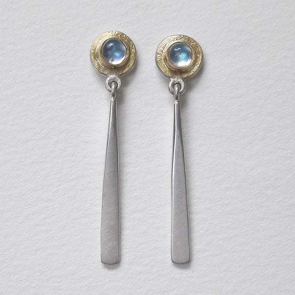 Moonstone forged drop earring