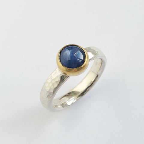 Star Sapphire hammered ring