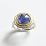 Tanzanite rosecut hammered ring