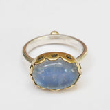 Rainbow moonstone pierced ring