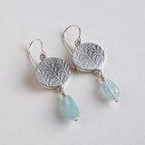 Aquamarine ovals fern drop earring